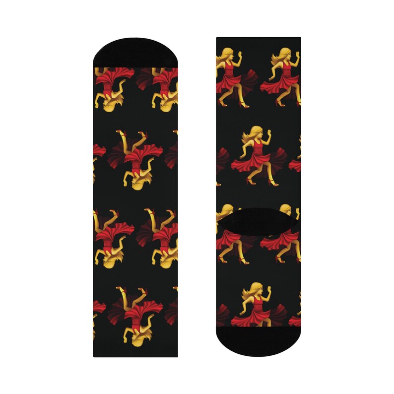 Dance-themed Emoji Cushioned Crew Socks, Funky Fashion Socks, Gift for ...