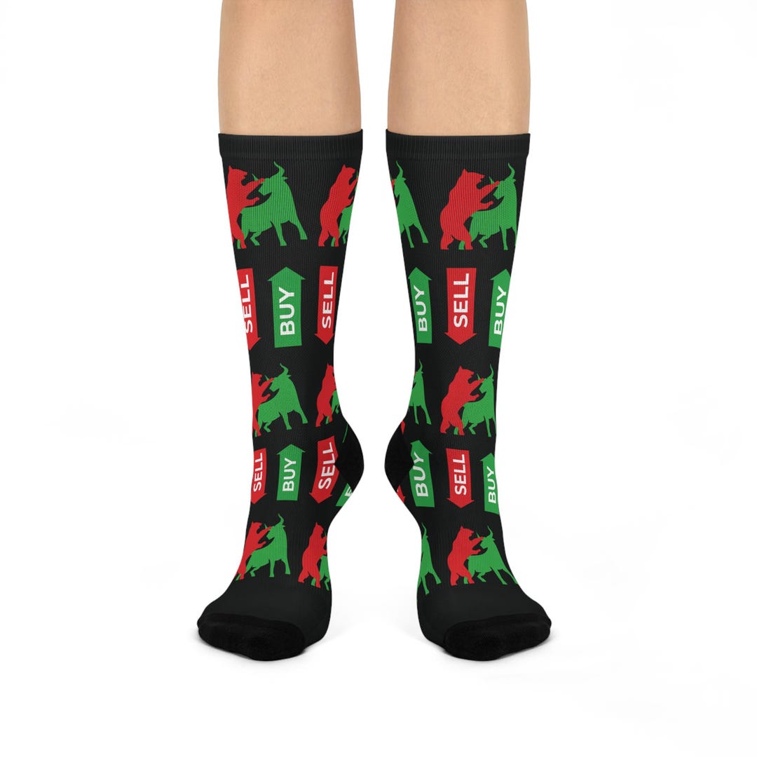 Bull and Bear Pattern Cushioned Crew Socks | Buy Sell Stock Market - Etsy