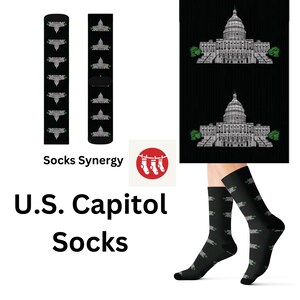 U.S. Capitol Socks personalized gift election vote politics fun cool trendy gift present holiday womens mens pattern custom name date