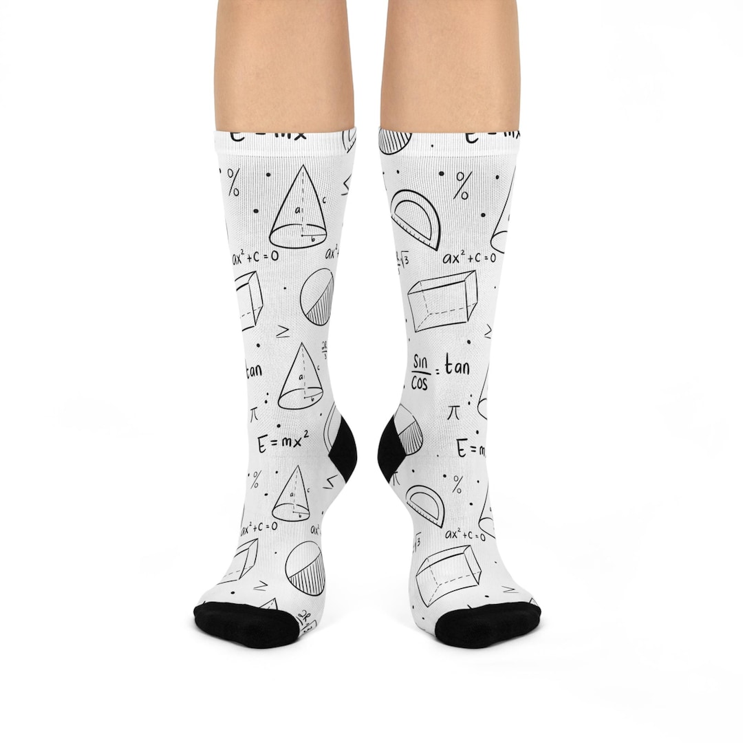 Math-themed Cushioned Crew Socks, Perfect Gift for Students, Teachers ...