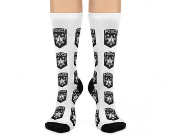 Calcetines acolchados con temática policial, regalos divertidos para oficiales, ropa informal, comodidad diaria, el mejor regalo para las fuerzas del orden.