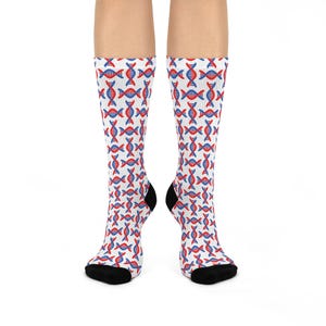 Colorful DNA Design Cushioned Crew Socks, Science Lover Gift, Genetic Patterns, Fun Socks, Comfortable Wear, Great for Scientists