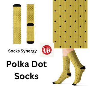 Yellow with polka dots Socks personalized gift work socks dress socks fun cool trendy gift present holiday womens mens pattern work socks