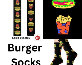 TOP SELLER Burgers and Fries Socks custom fun cool trendy gift present holiday personalized customized name date women's men's food