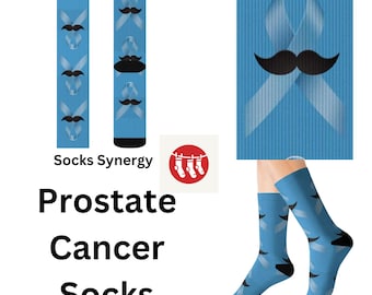 Prostate cancer ribbon Socks personalized gift fun cool trendy gift present holiday womens mens pattern custom name date supporter survivor