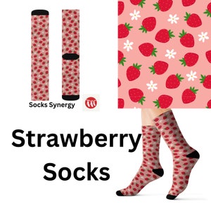 TOP SELLER Strawberry Socks custom personalized gift food fun cool trendy present holiday customized name date women&#39;s men&#39;s pattern fruit