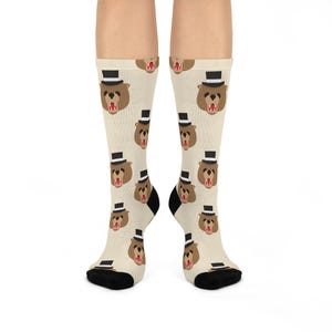 Whimsical Bear-Themed Cushioned Crew Socks - Fun Fashion for Animal Lovers, Gift Ideas, Cozy Wear, Unisex, Everyday Comfort