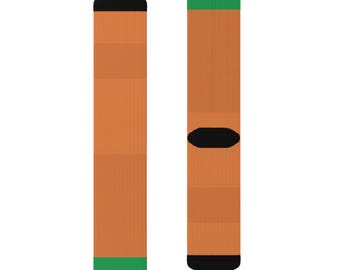 Orange Socken mit grüner Spitze Socken für gemütlichen Komfort, lustige Mode, Geschenk für Freunde, einzigartige Feiertagsstrumpffüller, lässige Alltagskleidung
