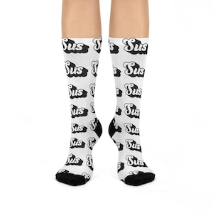 Sus Trendy Cushioned Crew Socks - Fun & Comfy Footwear for Casual Days, Gift for Gamers, Birthday, Holidays, Street Style