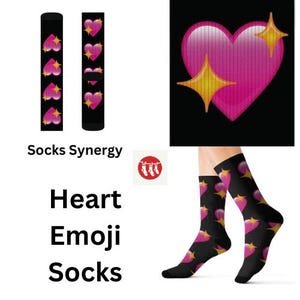 TOP SELLER Heart and starts emoji Socks personalized gift fun cool trendy gift present holiday women&#39;s men&#39;s custom pattern name date