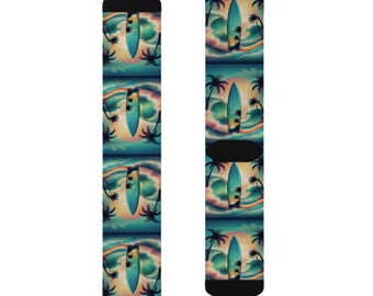 Tropischer Sonnenuntergang Socken - Strand Vibes, Sommer Accessoires, Surf Geschenk, Reiseutensilien, Komfort & Stil für jeden Anlass