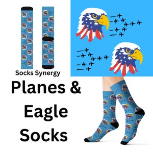 Blue Angels Eagle Plane Socks custom pilot fun cool trendy gift present holiday personalized women&#39;s men&#39;s pattern customized name date