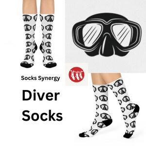 Fun Scuba Diving Socks, Cool Crew Socks for Beach Lovers, Gift for Divers, Unique Accessories for Aquatic Adventures, Summer Fun