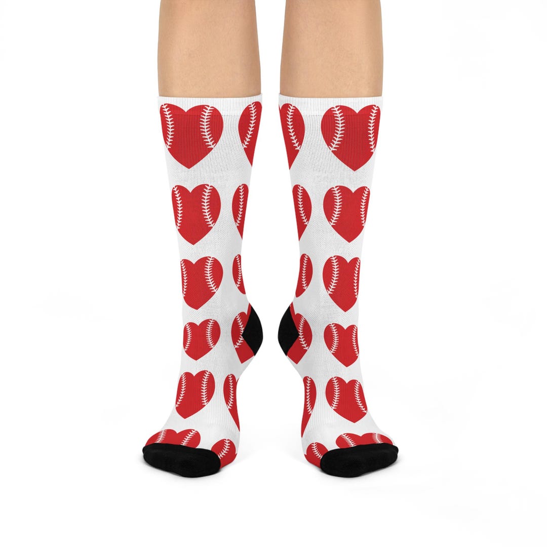 Baseball Heart Crew Socks - Fun Sports Gift for Baseball Lovers ...