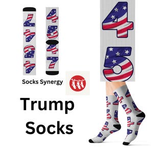 Trump 45 47 Patriotic Socks, USA Flag Socks, Customizable Holiday Socks, Perfect for Memorial Day, Independence Day, Gift for Her
