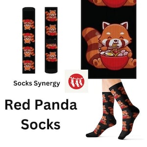 TOP SELLING Red Panda eating noodles Socks personalized gift fun cool trendy gift present holiday women&#39;s men&#39;s pattern animal name date