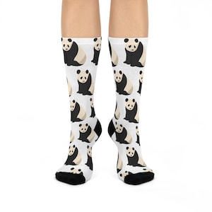 Cute Panda Cushioned Crew Socks - Cozy, Fun, Gift for Animal Lovers, Perfect for Birthdays, Casual Wear, Home Comfort