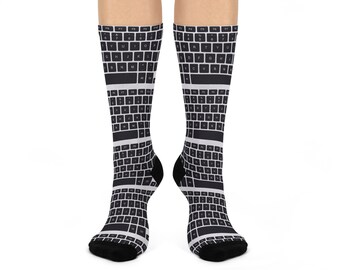 Keyboard Pattern Cushioned Crew Socks | Computer Tech Keyboard Socks