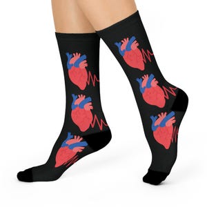Calcetines con latidos de corazón, calcetines divertidos y novedosos, regalo para ella, San Valentín, para amantes de los corazones, calcetines de moda únicos, accesorios bonitos