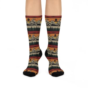 Mountain Adventure Socks, Cozy Hiking Socks, Outdoor Gift, Nature Lover's Accessories, Unique Gift for Travelers