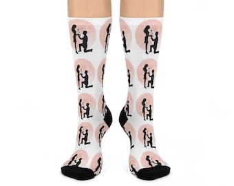 Romantic Crew Socks, Cute Couple Socks, Gift for Her, Anniversary Gift, Valentine's Day Socks, Cozy Fashion