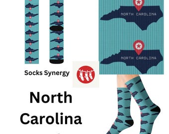 North Carolina Socks personalized gift state fun cool trendy gift present holiday womens mens pattern custom name date location socks