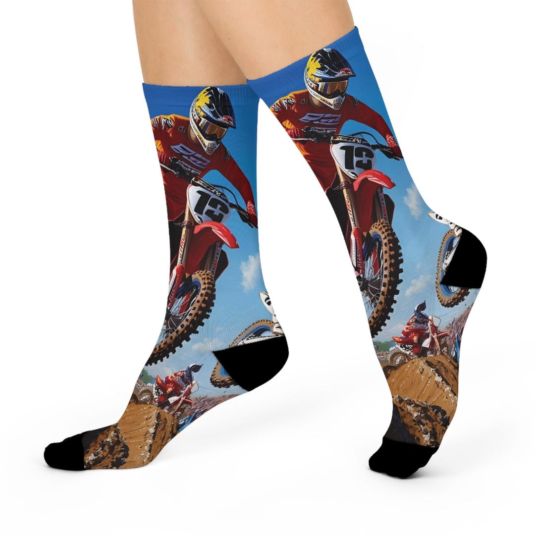 Motocross Crew Socks, Fun Sports Socks for Riders, Birthday Gift ...