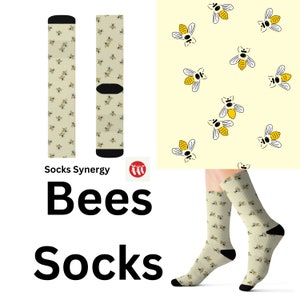 Bees Socks custom bug insect fun cool trendy gift present holiday personalized customized name date women&#39;s men&#39;s pattern beekeeper honey