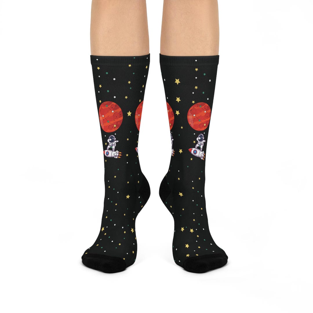 Cosmic Adventure Socks - Fun Space-themed Cushioned Crew Socks for ...
