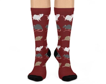 Calcetines cómodos con estampado de ratón / Calcetines de animales adorables, regalo para amantes de los animales, cómodos para usar a diario, regalo navideño, diseño divertido