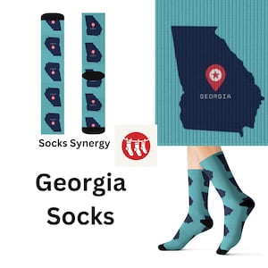 Calcetines de Georgia, regalo personalizado, divertidos, geniales y a la moda, para mujer y hombre, con estampado, nombre personalizado, fecha y ubicación.