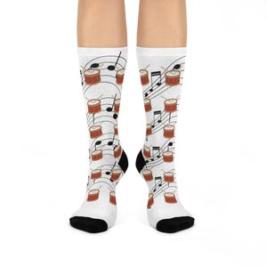 Drums Musical Note Crew Socks, Cozy Gift for Musicians, Fun Socks for Concerts, Casual Wear, Music-Themed Accessories