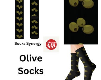 Calcetines con estampado de oliva, calcetines de vestir divertidos, regalo único para los amantes de la comida, calcetines cómodos de moda para uso diario, perfectos para