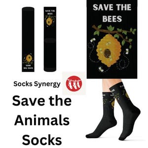 Top Seller Save the Bees Socks personalized gift beekeeper gift fun cool trendy gift present holiday womens mens pattern custom name date