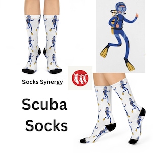 Diving Adventure Crew Socks, Fun and Unique Gift for Scuba Divers, Cozy Socks for Water Lovers, Cute Sea Life Accessories, Beach or Pool