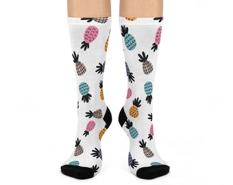 Calcetines deportivos de piña divertidos / Accesorios casuales divertidos, regalo perfecto para cumpleaños, verano y eventos divertidos; ideales para uso diario.