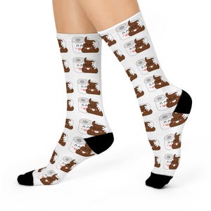 Calzini carini con carta igienica e cacca, regalo divertente per gli amanti degli animali, calzini di cotone morbidi, calzini originali per compleanni, regalo per le feste immagine 3