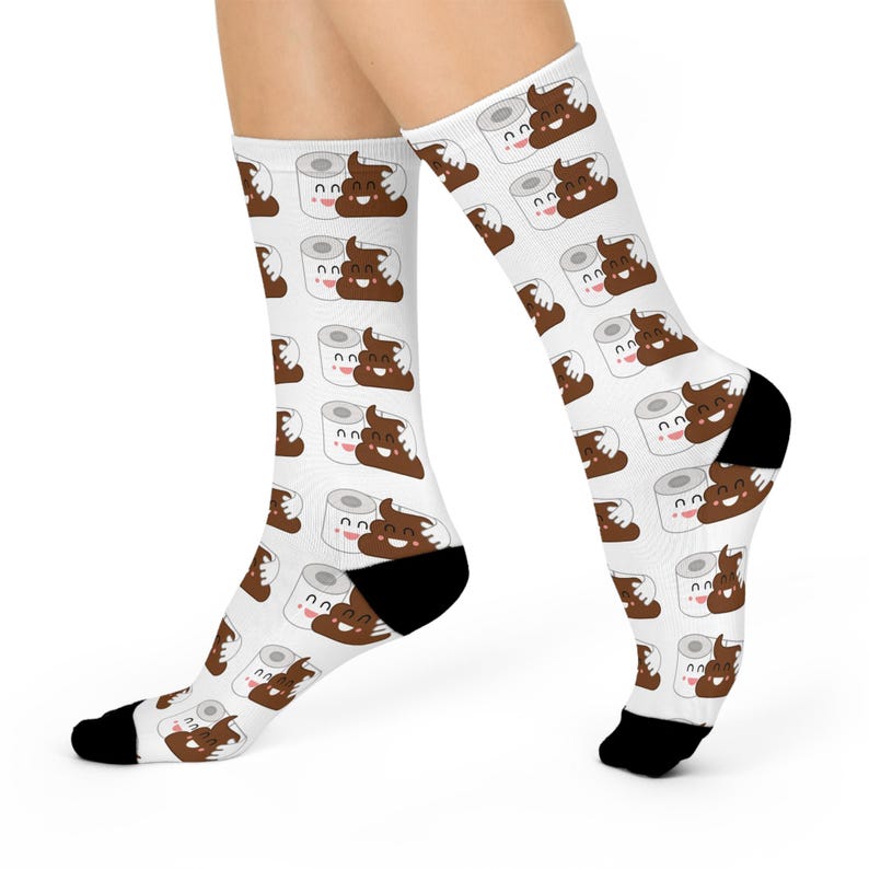 Calzini carini con carta igienica e cacca, regalo divertente per gli amanti degli animali, calzini di cotone morbidi, calzini originali per compleanni, regalo per le feste immagine 3