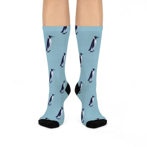 Cute Penguin Cushioned Crew Socks, Fun Winter Wear, Cozy Gift for Animal Lovers, Ideal for Holidays, Snug Comfort Socks, Penguin Design