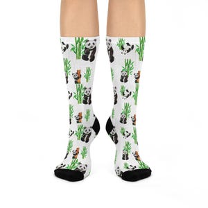 Playful Panda Cushioned Crew Socks, Cute Animal Socks, Funny Gift for Animal Lovers, Comfortable Everyday Wear, Eco-Friendly Gift
