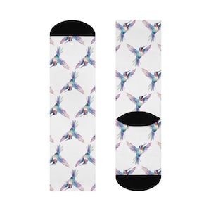 Whimsical Hummingbird Cushioned Crew Socks - Cozy Gift, Stylish & Fun, Perfect for Bird Lovers, Nature Enthusiasts, Sock Lovers, Everyday image 5