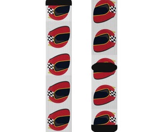Racing Themed Socks, Perfect for Motor Racing Fans, Gift for Car Enthusiasts, Sports Events, Holiday Present