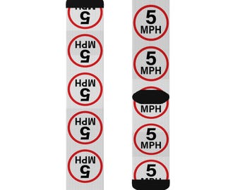Socks with Funny 5 MPH Sign Design, Quirky Gift for Drivers, Unique Holiday Stocking Stuffer, Fun Fashion Accessory, Comfy
