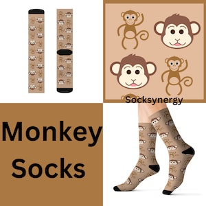 TOP SELLER Monkey Socks personalizado divertido fresco regalo de moda presente vacaciones personalizado nombre fecha patrón mujeres hombres animal selva