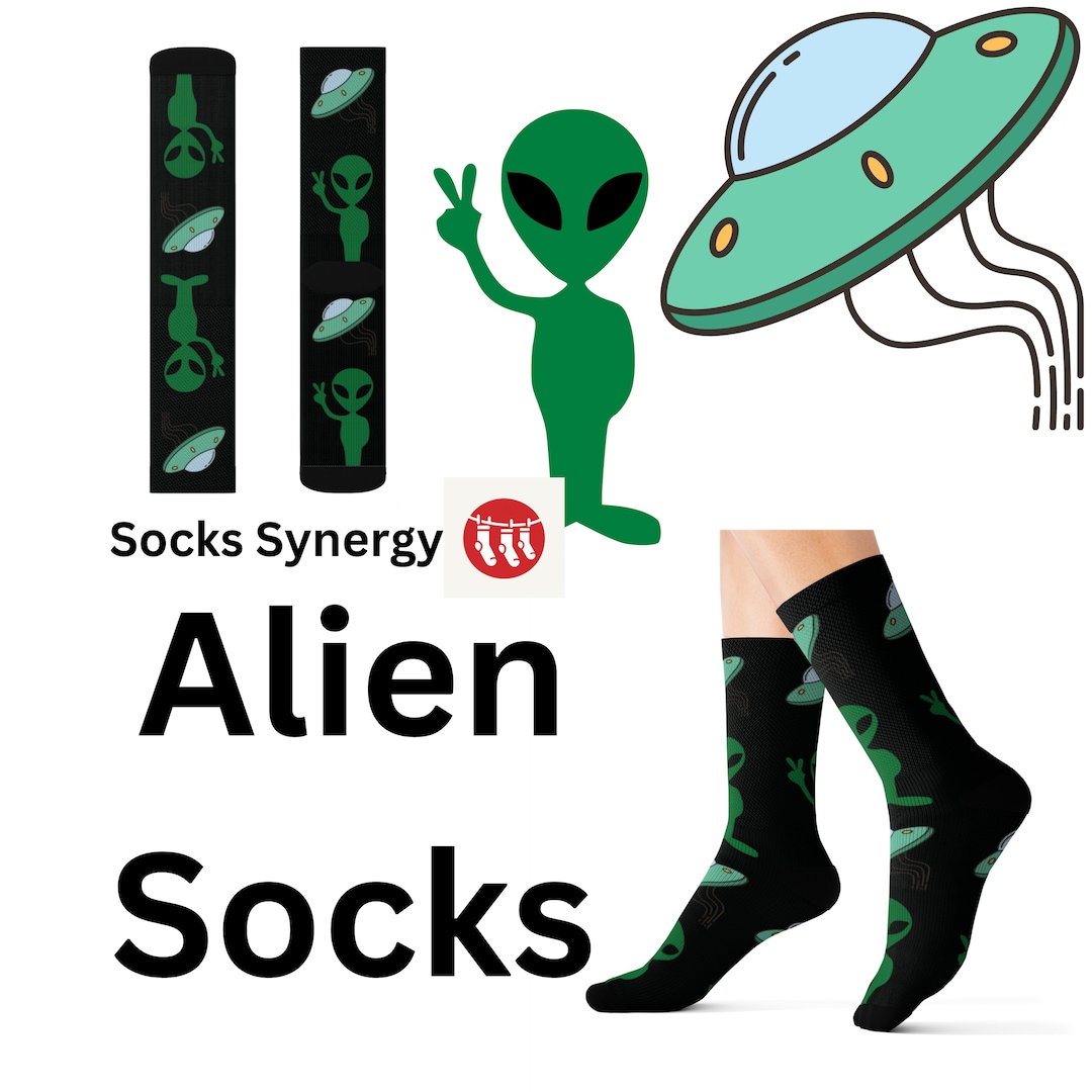 Alien Socks Custom Spaceship Fun Cool Trendy Gift Present Holiday