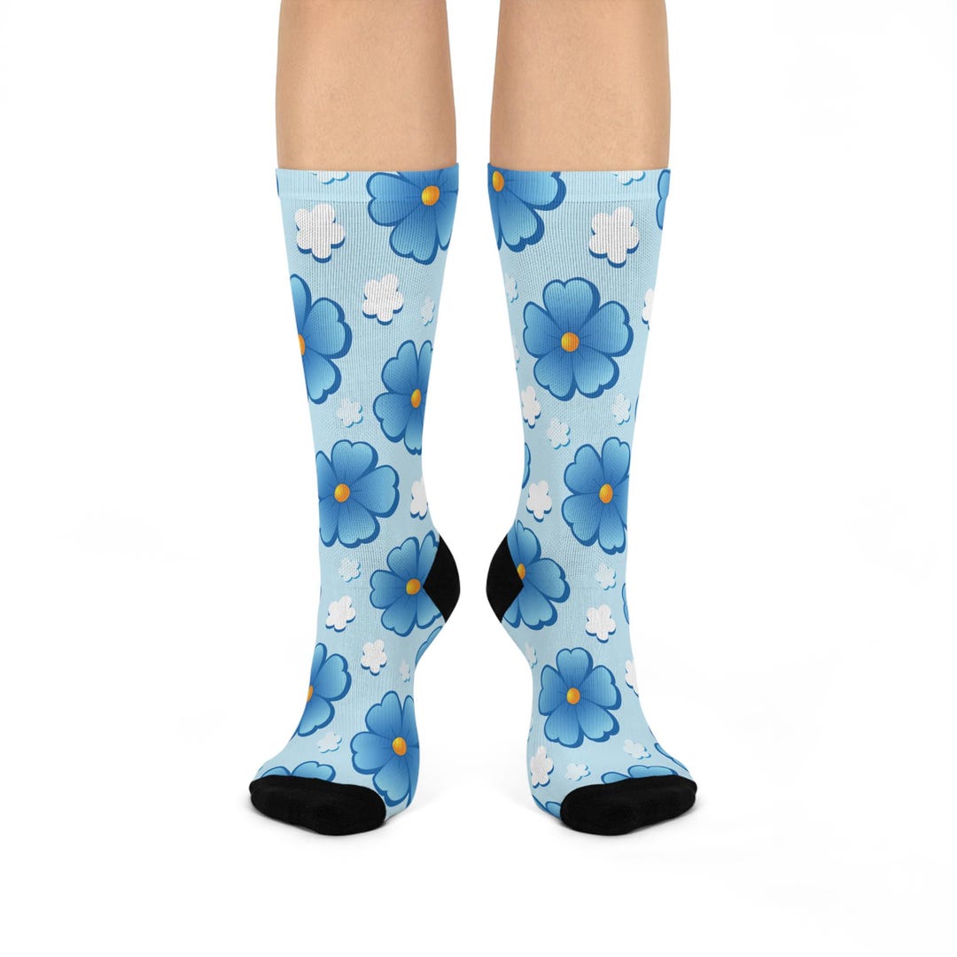 Floral Cushioned Crew Socks, Cozy Floral Socks for Spring, Cute Gift ...