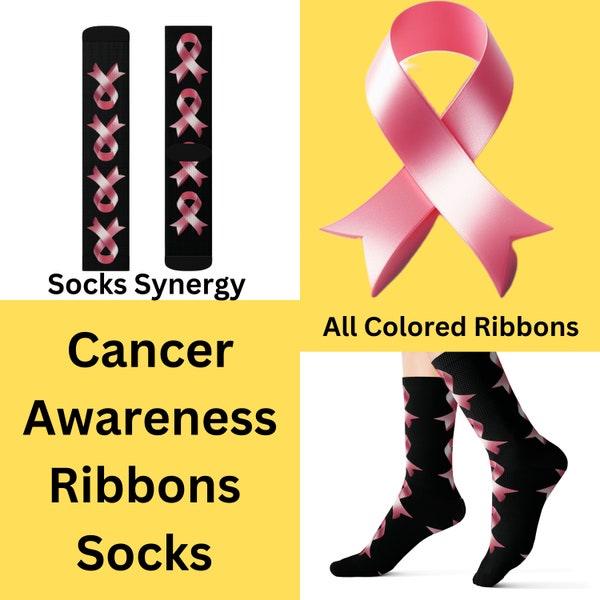 Cancer Awareness Ribbon Socks custom all colors gift present personalized customized womens mens name date support