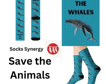 Top Seller Save the Whales Socks personalized gift fun cool trendy gift present holiday womens mens pattern custom name date whale lover