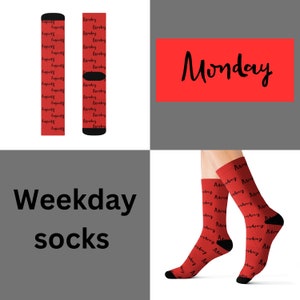 TOP SELLER Weekday Socks Monday fun cool trendy gift present holiday personalized women&#39;s men&#39;s pattern customized name date