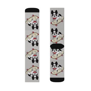 Frenchie Socks Skateboard Playful Dog-Themed Socks, Fun Socks for Pet Lovers, Gift for Dog Owners, Footwear, Birthday Gift, Cute Animal Sock